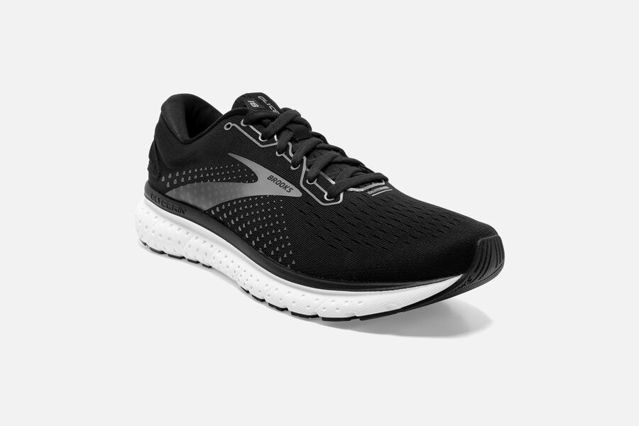 Glycerin 18 Road Brooks Running Shoes NZ Womens - Black/White - WCQUNK-491